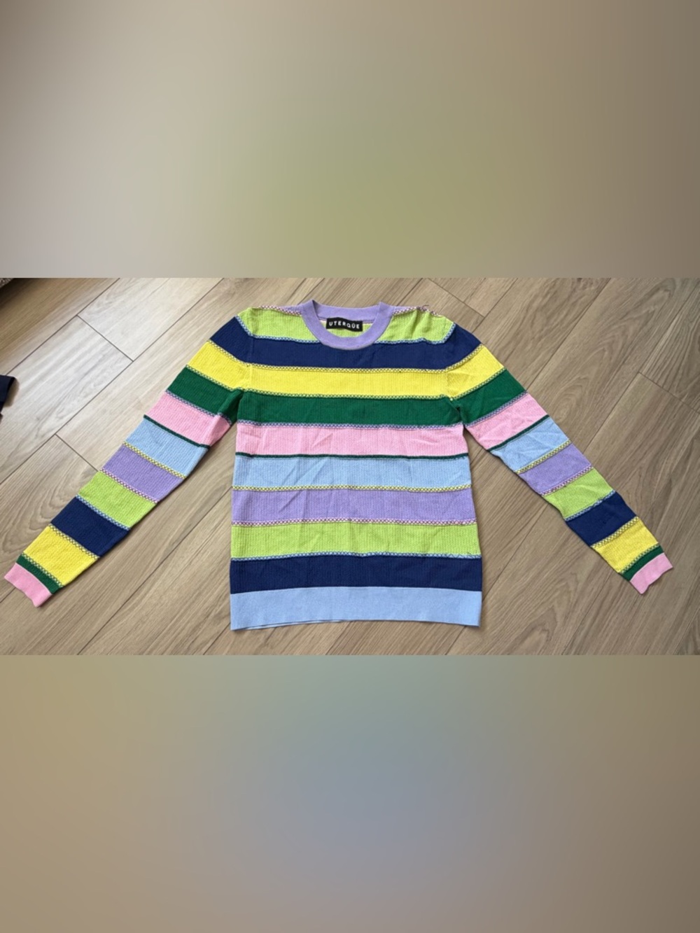 Uterqüe Knit Lightweight Sweater Jumper Multicolored Stripes Medium